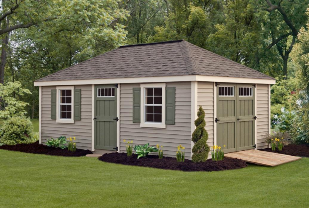 New England Classic Vinyl Hip Roof Shed Lancaster County Barns